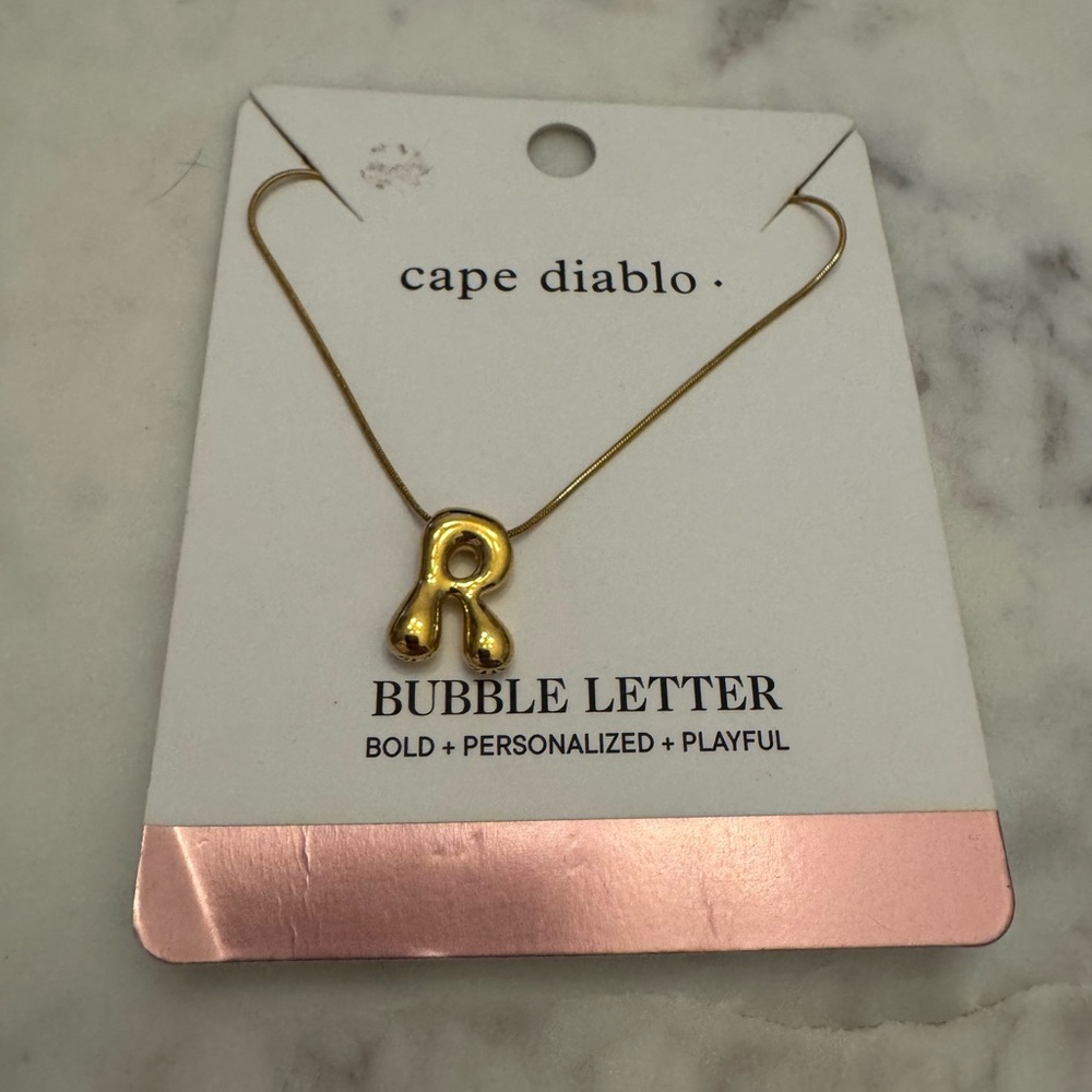 NWT Cape Diablo by Anthropologie Bubble Initial Necklace “R” - Picture 3 of 4